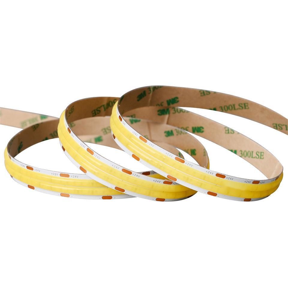 Quality 10m/roll Double Lines 600leds 12v 24v Ra80 12mm Flexible COB Led Flexible Strip Light for sale
