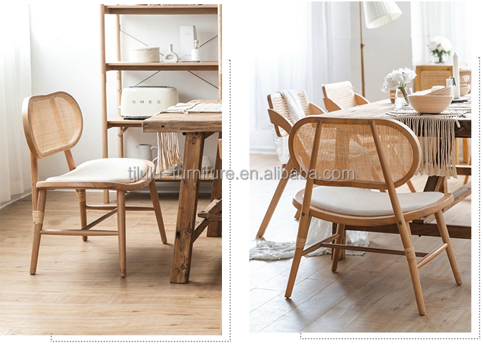 Modern Solid Wood Rattan Dining Chair Japanese Style Design for Modern Interiors and Restaurants