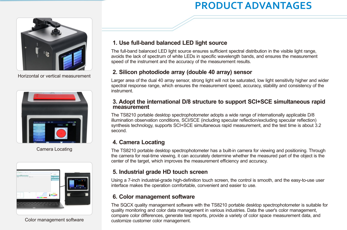 3nh TS8210 Digital Color Analyzer Electronically Powered Coffee Bean Roast Spectrophotometer 220v 1-Year Warranty