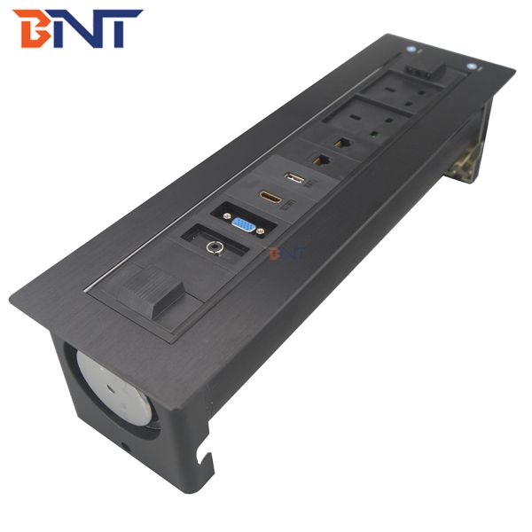 Wired drawing aluminum shell UK power electric flip up tabletop socket