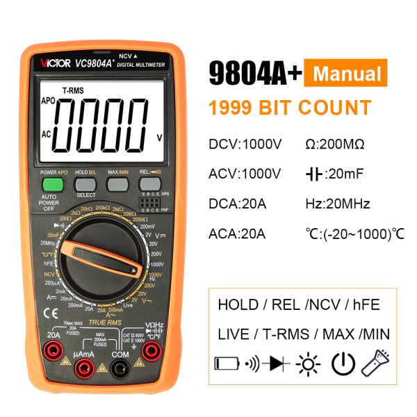 Victor VC9804A+ 9804 Pocket Multimeter True RMS AC DC 1000V 20A multimeter digital