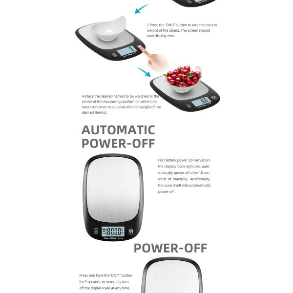5KG Maximum Weight Recommendation Nutritional Scale Accurate Kitchen Scales Waterproof Digital Kitchen Weighing Scale