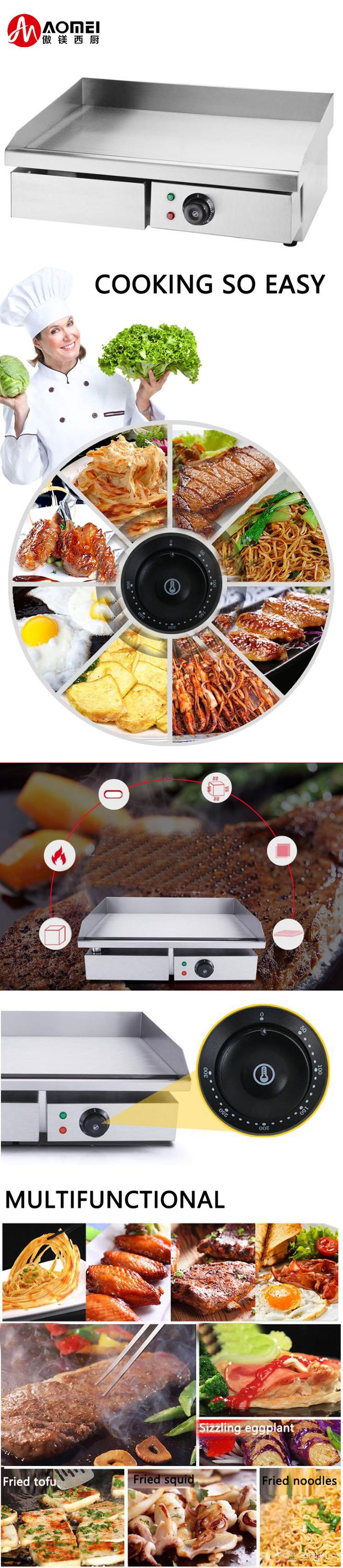 Commercial Stainless Steel Electric Griddle Grill with Interchangeable Waffle Plates