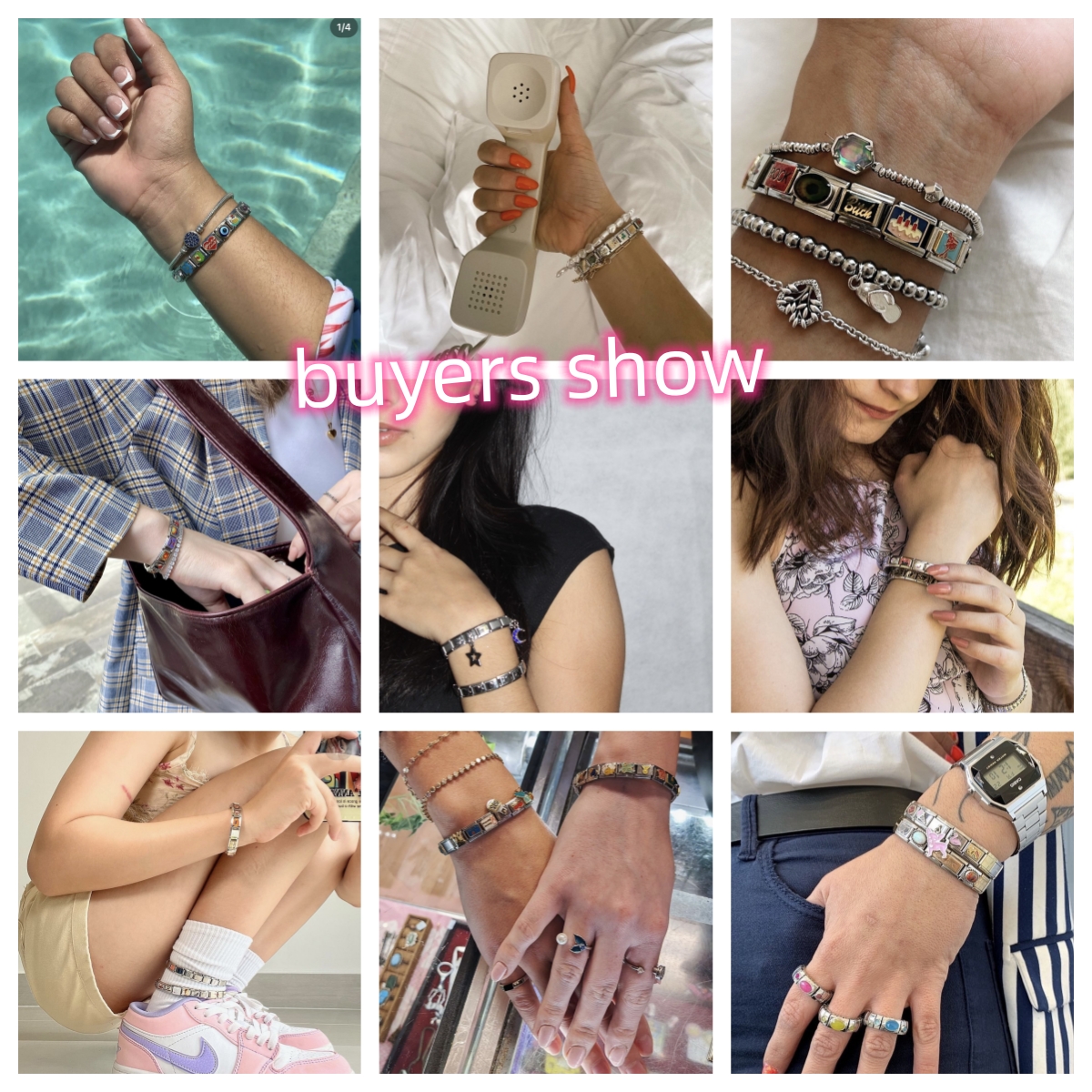 DIY Fashion YIWU Italian Charm Stainless Steel Gold Clover Bow Sun Gem Italian Charm Bracelet