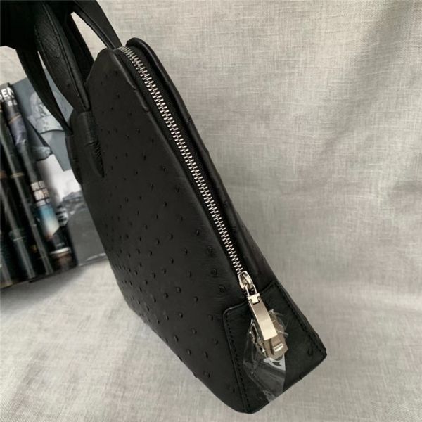 Authentic Ostrich Skin Businessmen Passcode Briefcase Handbag Exotic Genuine Leather Male Large Top-handle Working Purse
