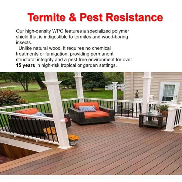 140*25mm Composite WPC Decking Panel UV Resistant Reversible Design