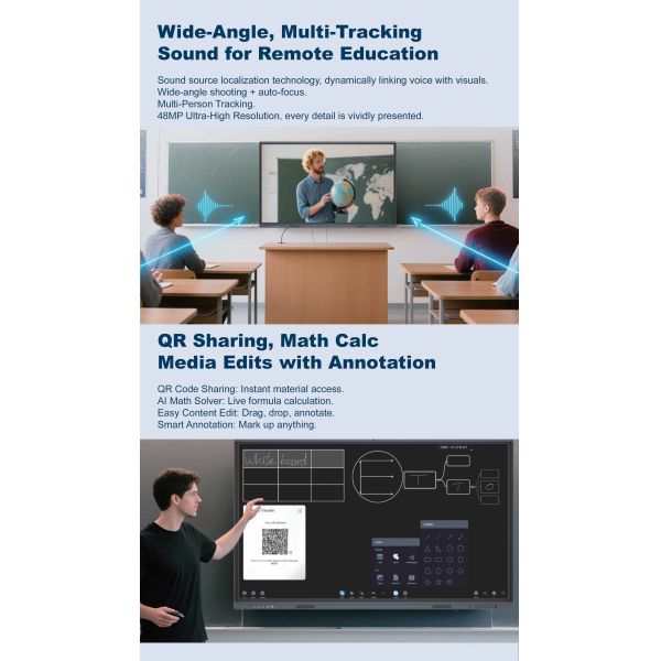 14.0 Android Smart Interactive Board 86 Inch for Teaching Meeing C type