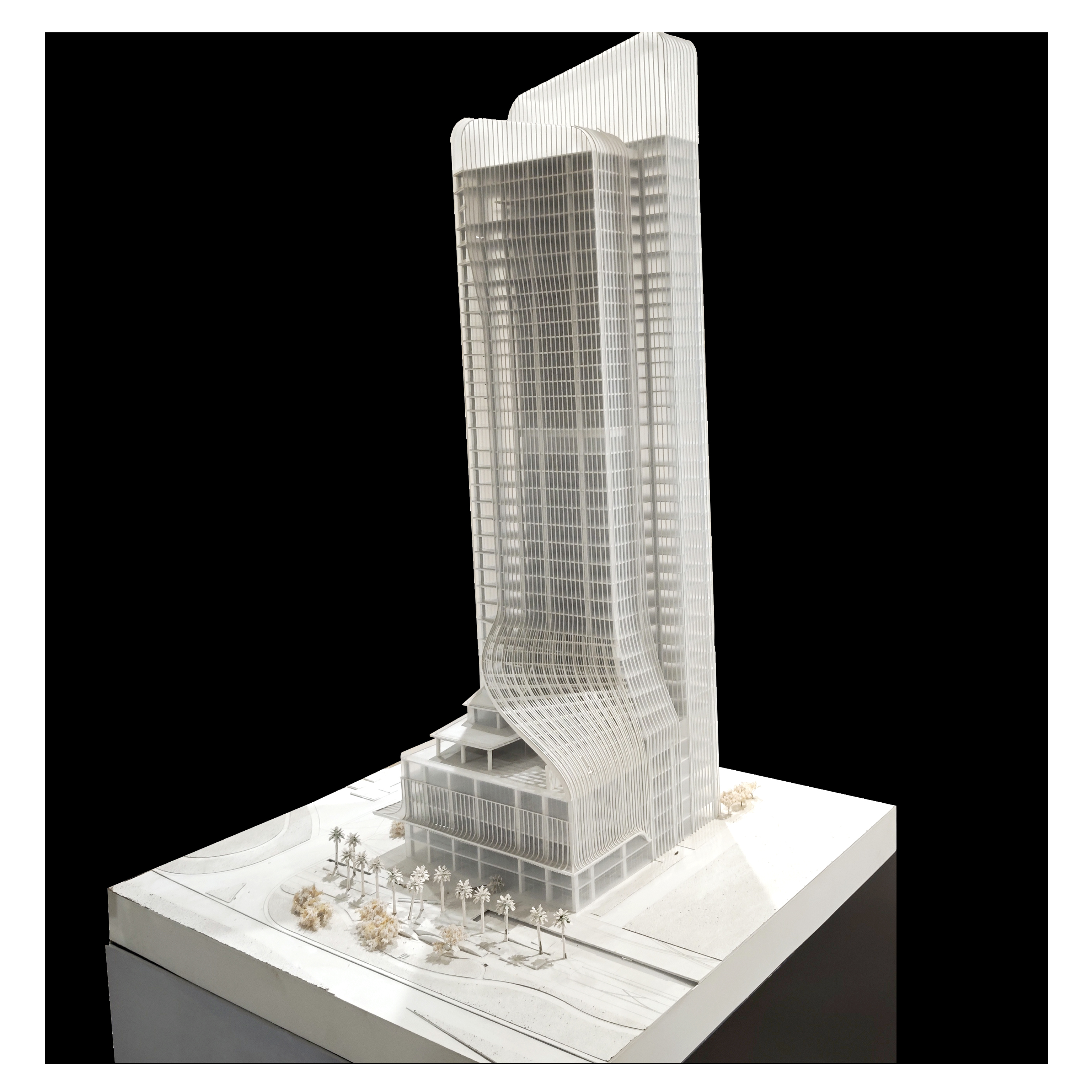Modern N Scale Skyscraper Curved Facade 1:100 Architecture Model