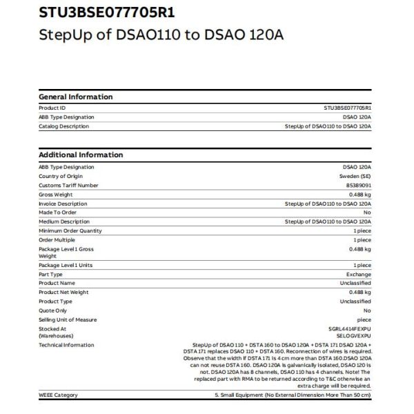 DSAO110 57120001-AT ABB Analog Output Module