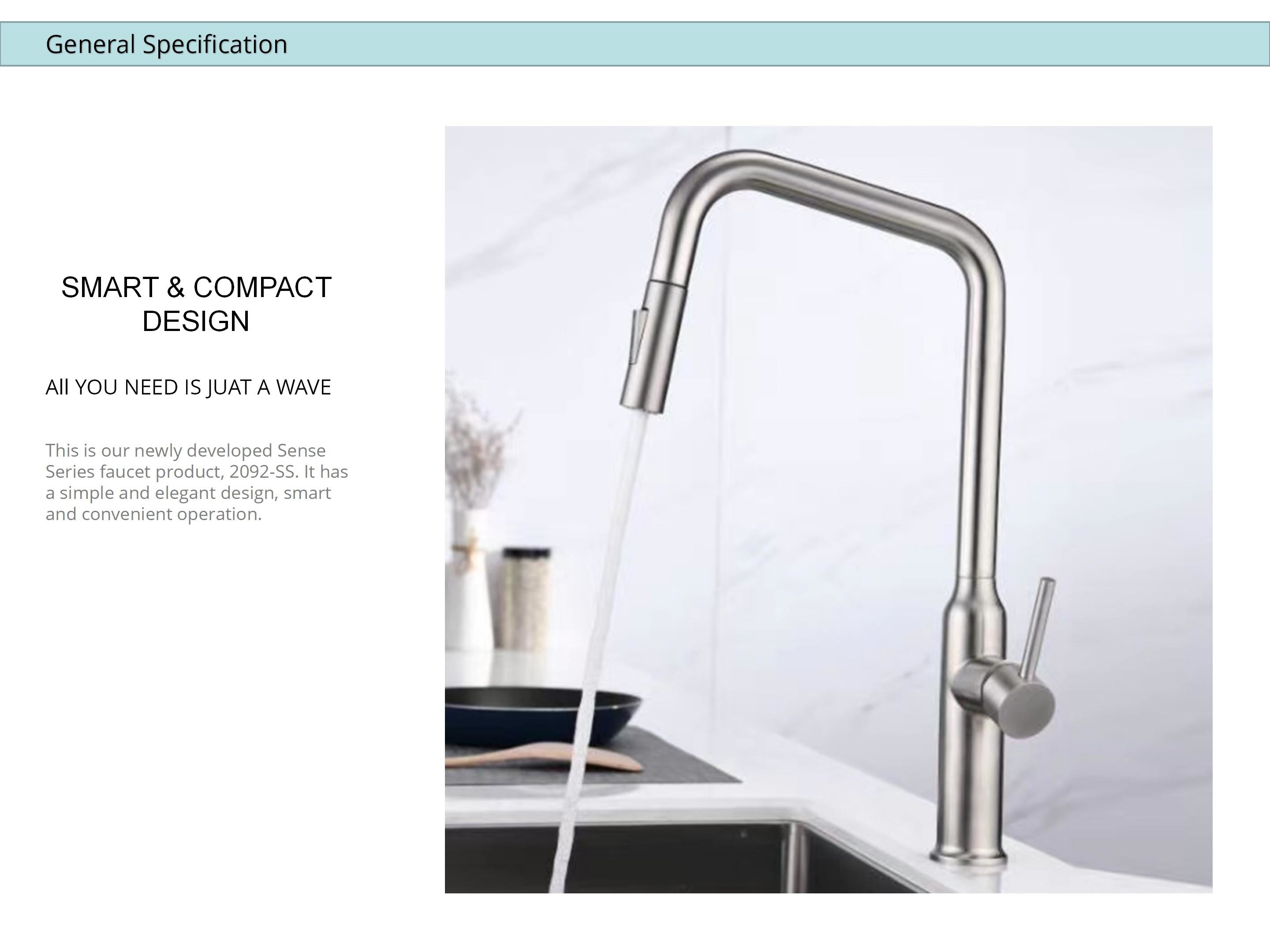 Automatic Kitchen Tap Angled Spout Smart Kitchen Faucet With Extendable Head