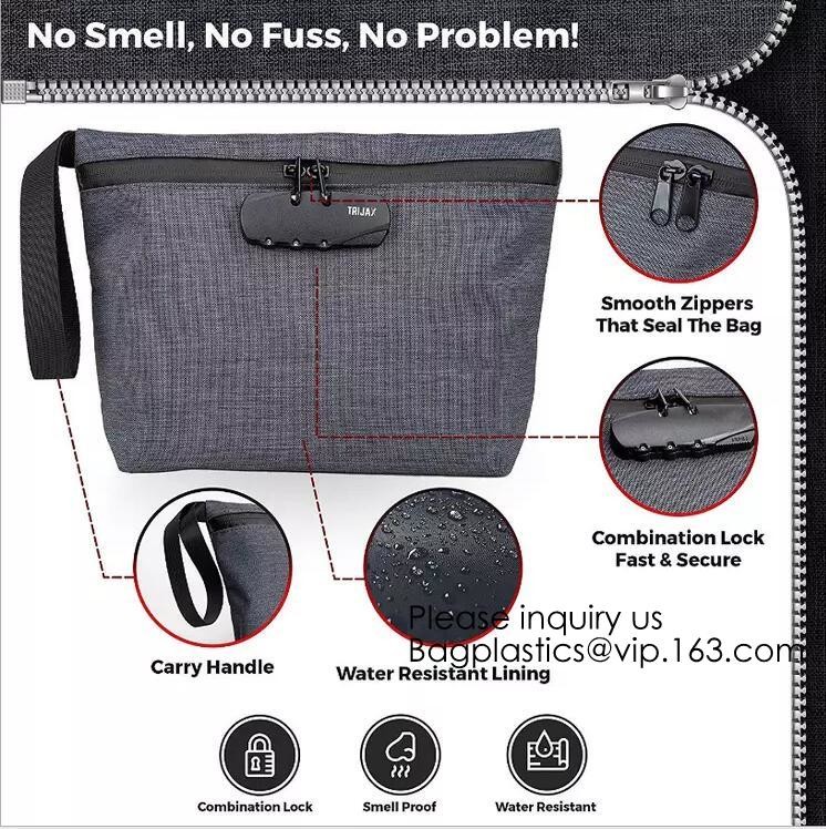 Activated Carbon Lined Odor Small Smell Proof Bag For Weed With Waterproof Zipper,Smellproof Pouch Stylish Secire Lock B