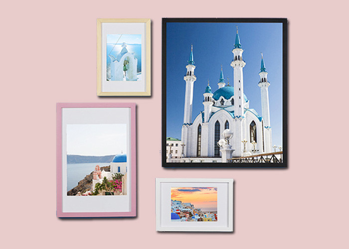Customized Size Wooden Picture Frames Colored Home Wall Display With Hanger