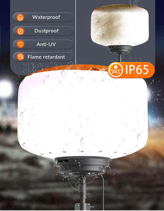 Hand Crank Tripod LED Outdoor Balloon Lights 600W Mobile Light Tower For Contractor