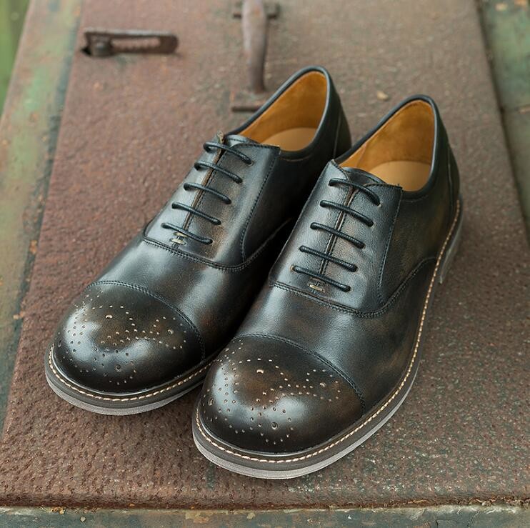 Black Round Toe Men's Casual Shoes Breathable Business Casual Sport Shoes