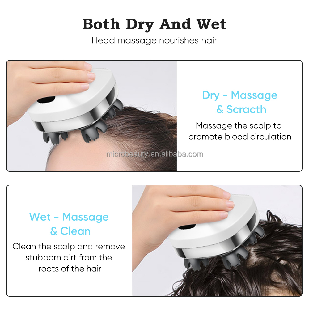 Electric Waterproof Head Massager ABS Silicone Stress Relief Head Massager 3 Massage Modes