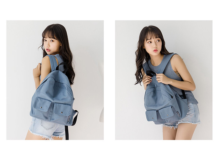 Promotional Custom Cheap Khaki Cute Vintage Outdoor Computer Canvas Sports Backpacks Wholesale With Button Pockets