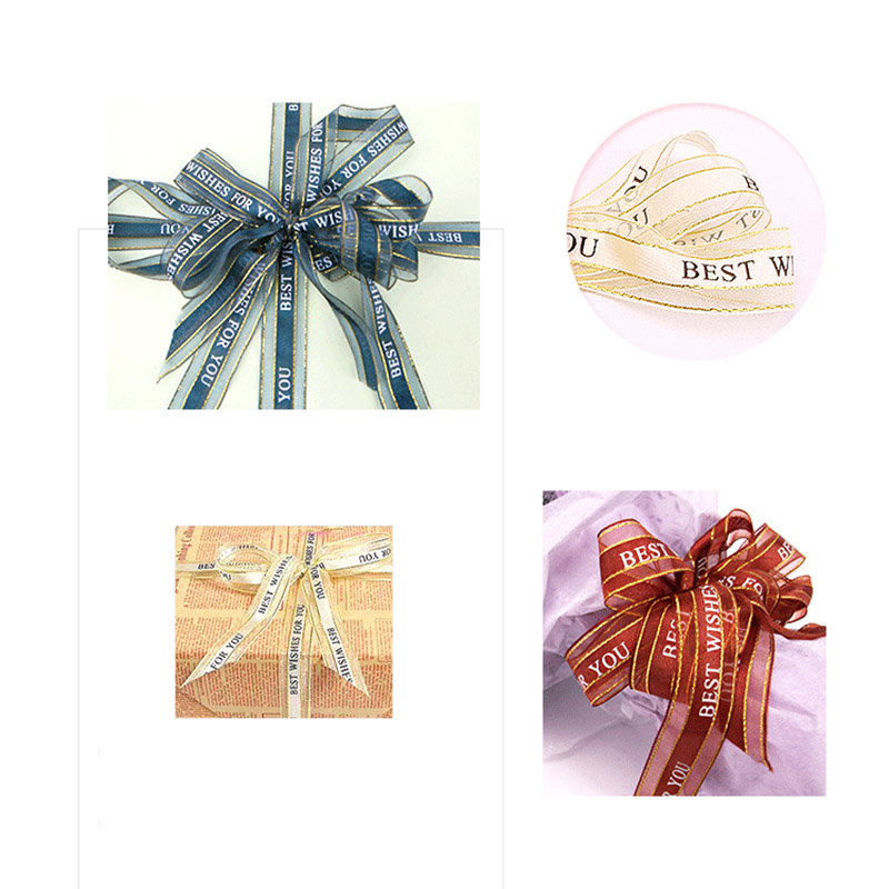 High quality best wishes for birthday gift packing Transparent organza printed ribbon
