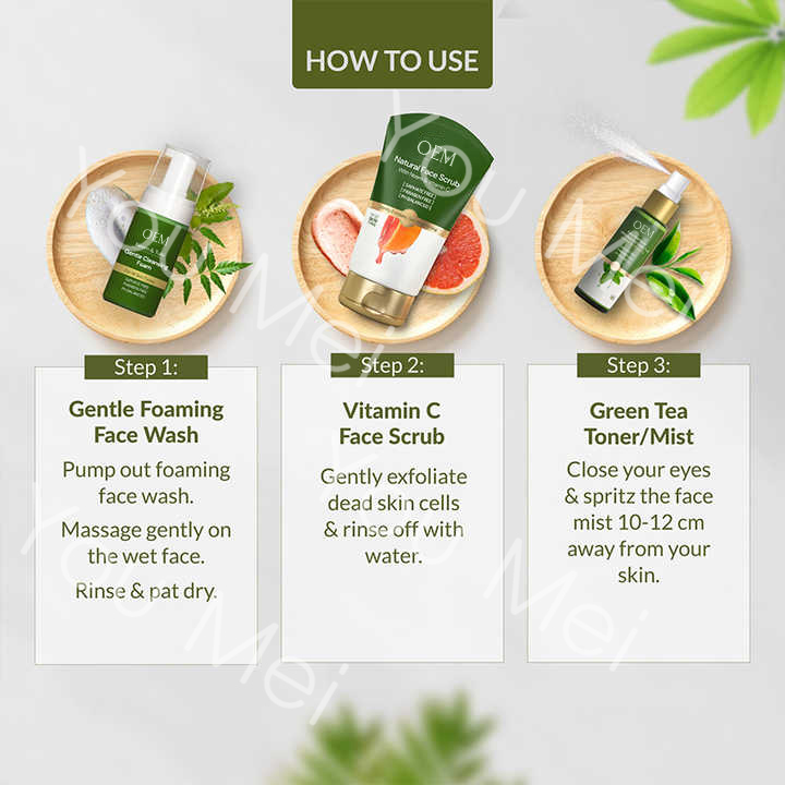 Customized Collagen Niacinamide Vegan Skincare Gift Set Package Oil Control