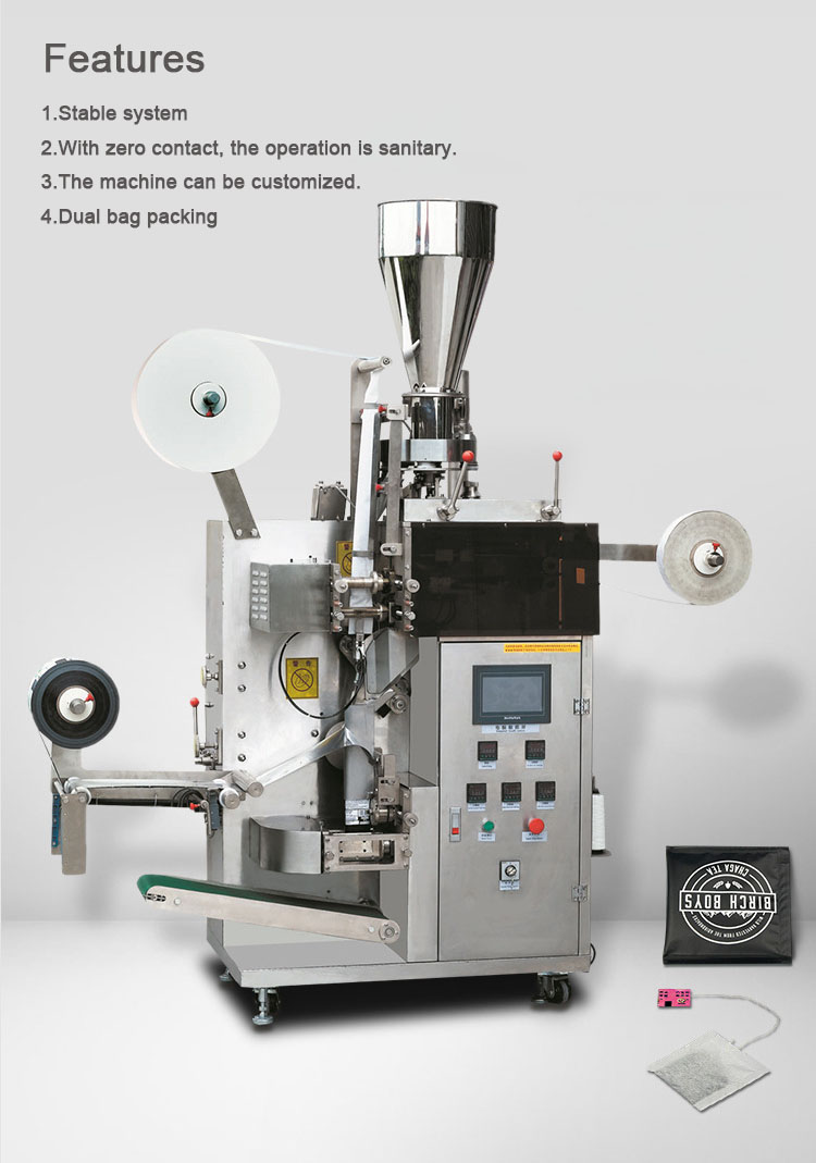 Electric Driven ZONELINK Mixed Flower Tea Inner Filter Paper Tea Bag Packing Machine with String and Tag