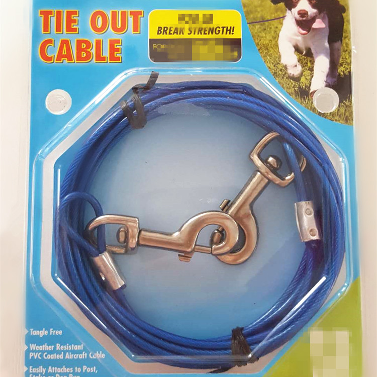 PVC Coated Steel Core Dog Tie Out Cable And Stake Pet Leashes