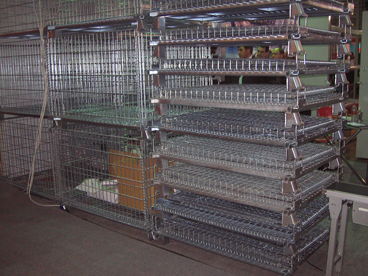 Galvanized Collapsible Steel Mesh Storage Cage , Foldable Wire Mesh Pallet Cage