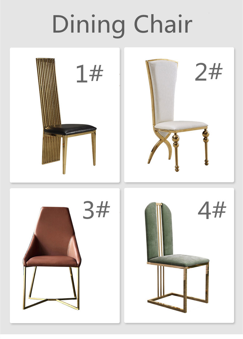 Marble Effect Dining Table And Chairs 200cm Contemporary Stainless Steel Dining Chairs