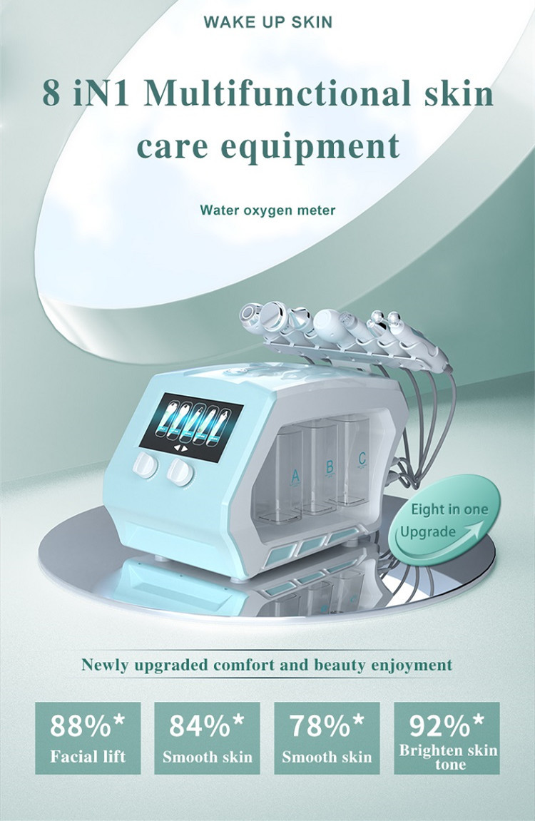 8 In1 hydra dermabrasion machine RF Ultrasonic Oxygen Water Jet