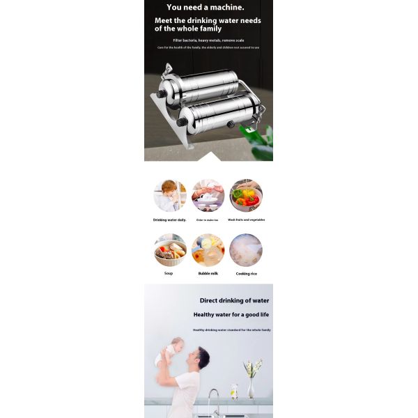 Double Core Ultrafiltration Water Filter Home Carbon Sediment Filter Water Purifier