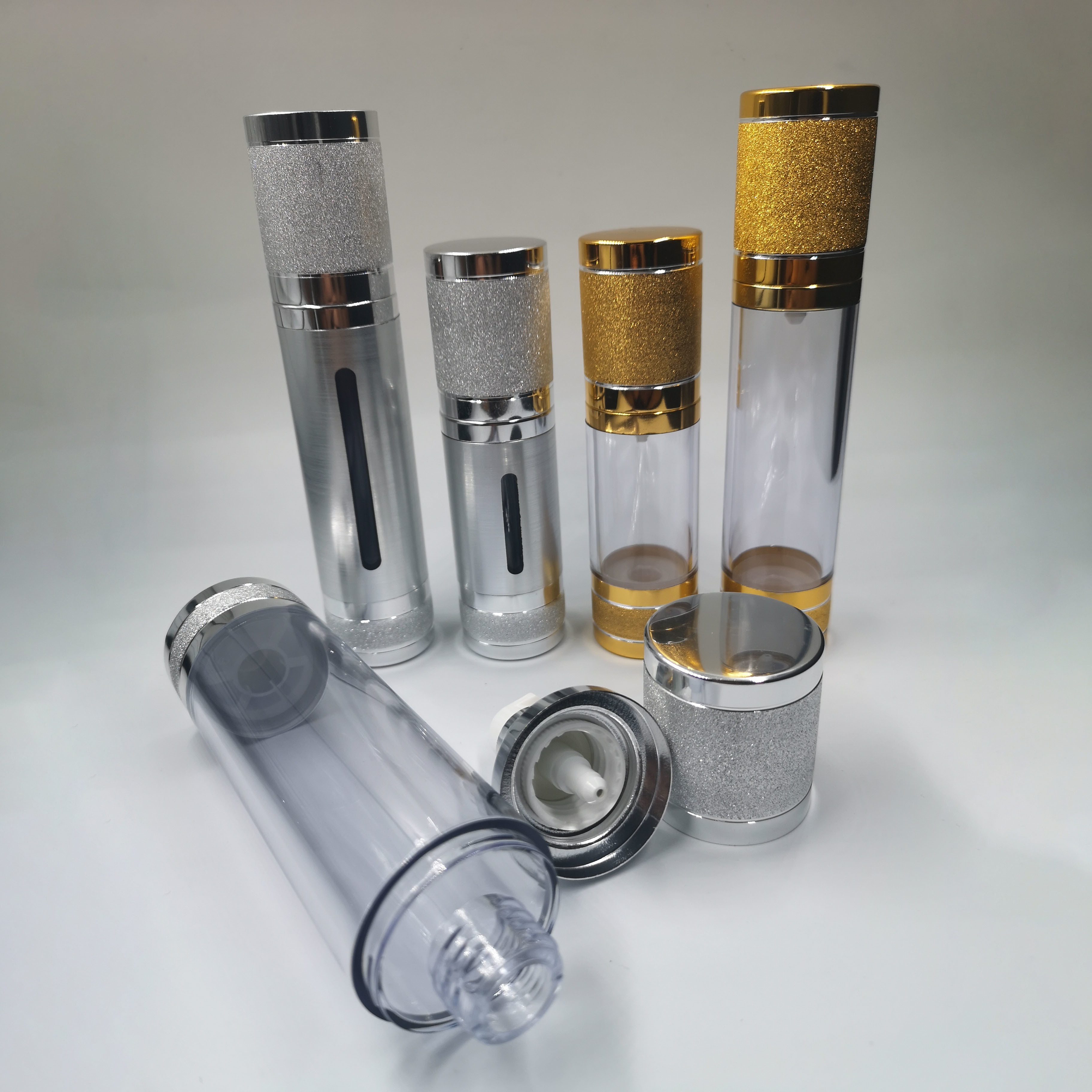 Plastic PP Customizd Logo Cream Airless Cosmetic Bottle Outlet Clear Round 80ml 100ml