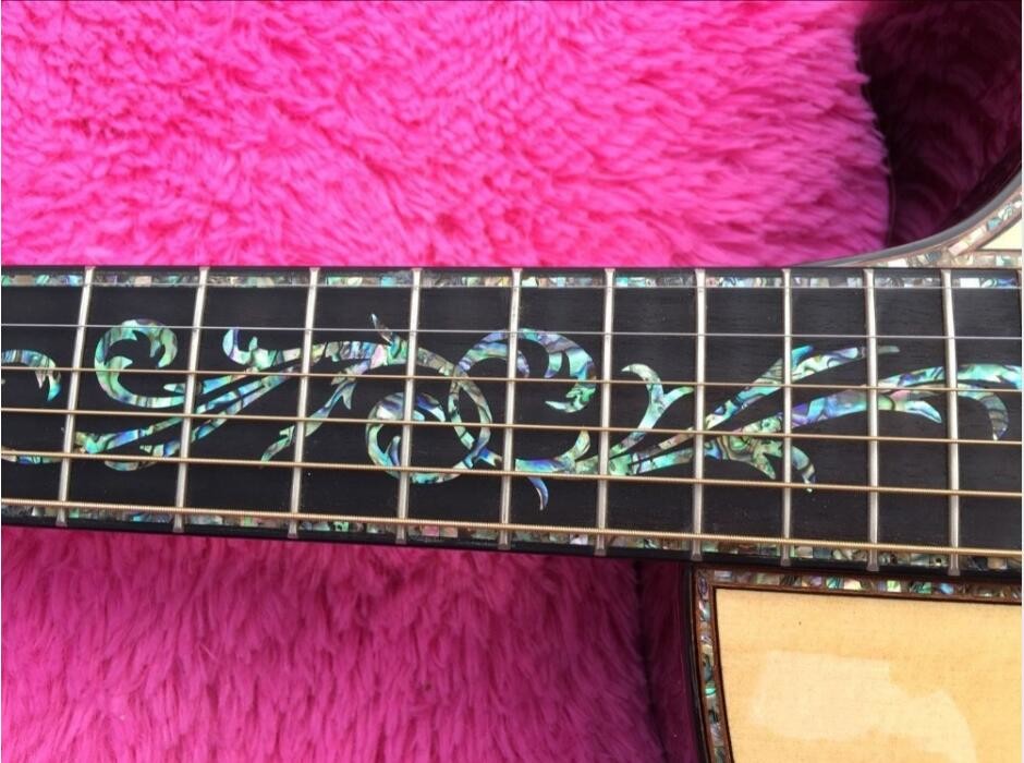 Body cut acoustic guitar Real abalone solid top SP14s electric acoustic guitar