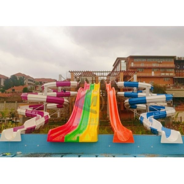 Public Use Water Rainbow Slide Commercail Multi Lines Anti Ultraviolet