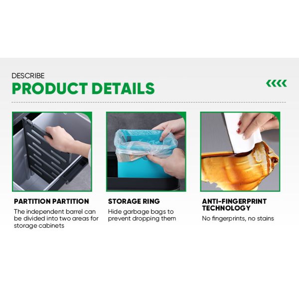 Automatic Dual Recycling Waste Bin Garbage Container Living Room Metal Trash Can Sensor Bin With Removable Inner