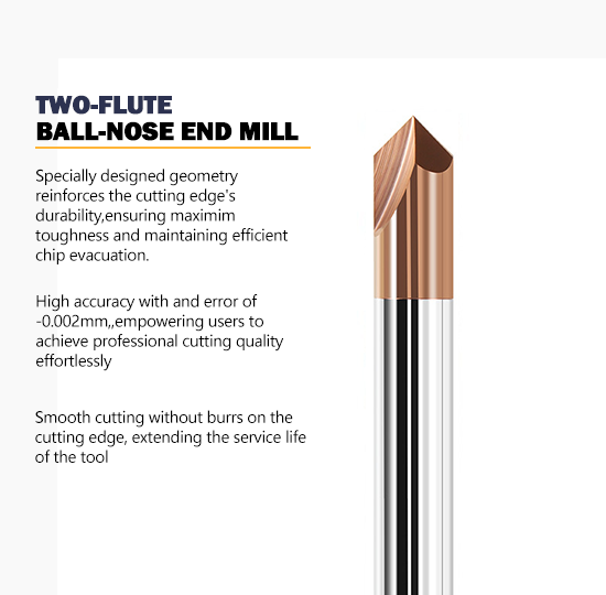 Tungsten Carbide End Mill with 55-Degree Straight Groove and nACo4 Coating for CNC Machining Centers