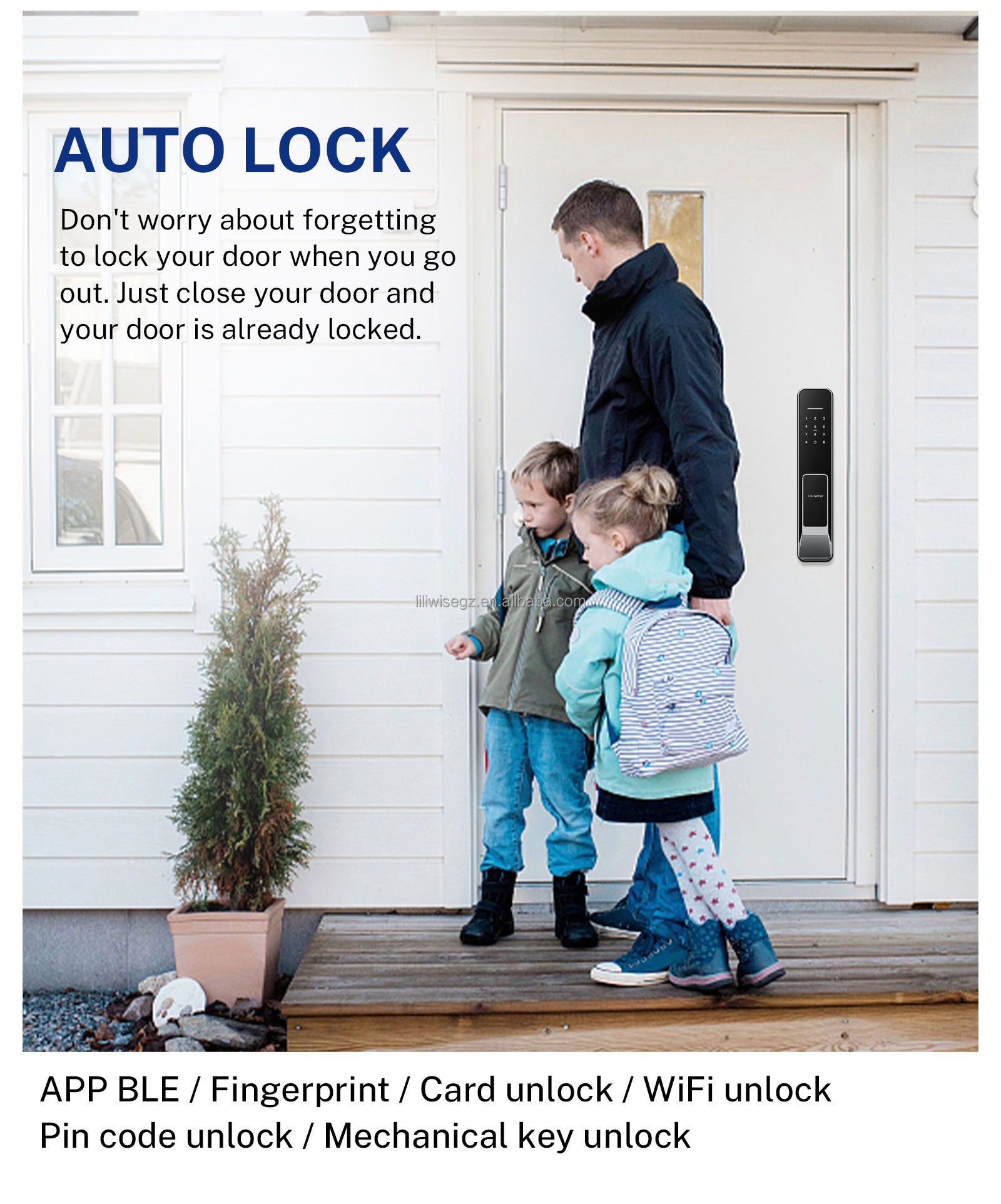 Fully Auto Smart Lock with WiFi Bluetooth Fingerprint and Key