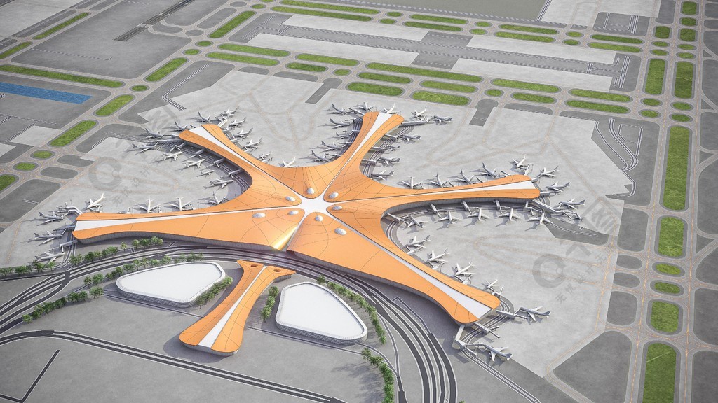 Airport model terminal close-up