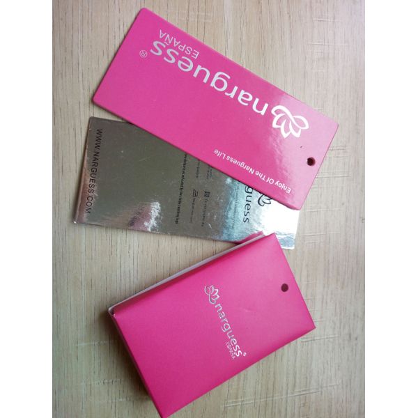 Pink shining personalized design offset printing paper tags for fashion clothes