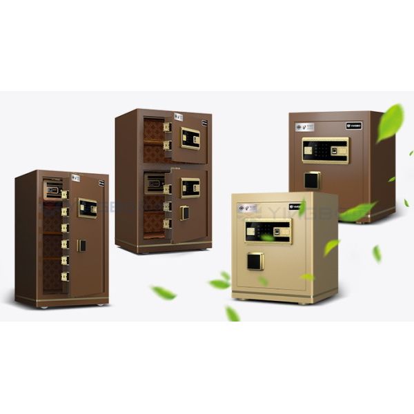 H450mm Gold Office Lock Box Fingerprint Lock+Password+Key