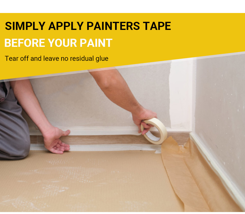 Premium White Masking Tape Non-Residue High Temp Resistance For Painters & DIY Crafts