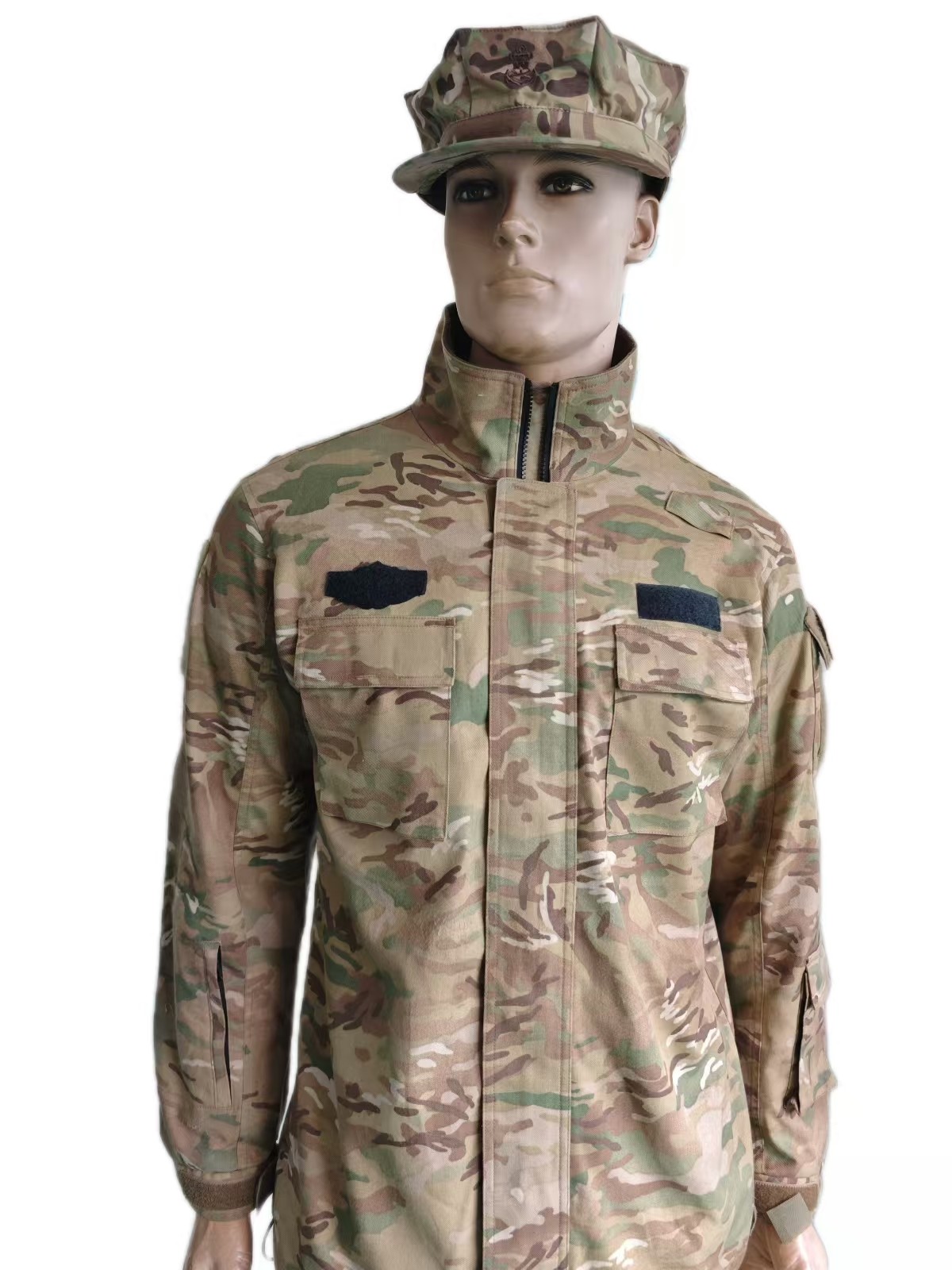 Quality Custom Camouflage Military Jacket with Zipper and Velcro Pockets for sale