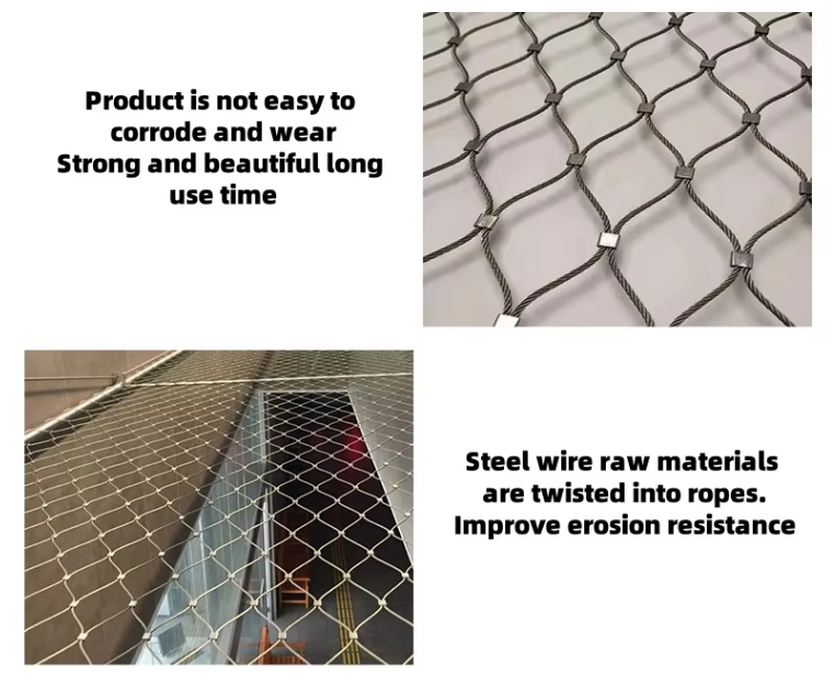 With Fixing Buckles Steel Wire Rope Safety Netting Stainless Steel Rope Netting For High-altitude Fall Protection