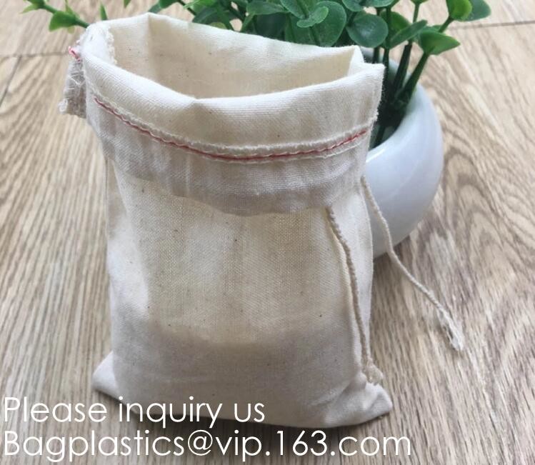 Reusable ECO Friendly 100% Cotton Double Drawstring Muslin Bags,Linen Gift Sachets Favors Pouches Party Wedding Jewelry