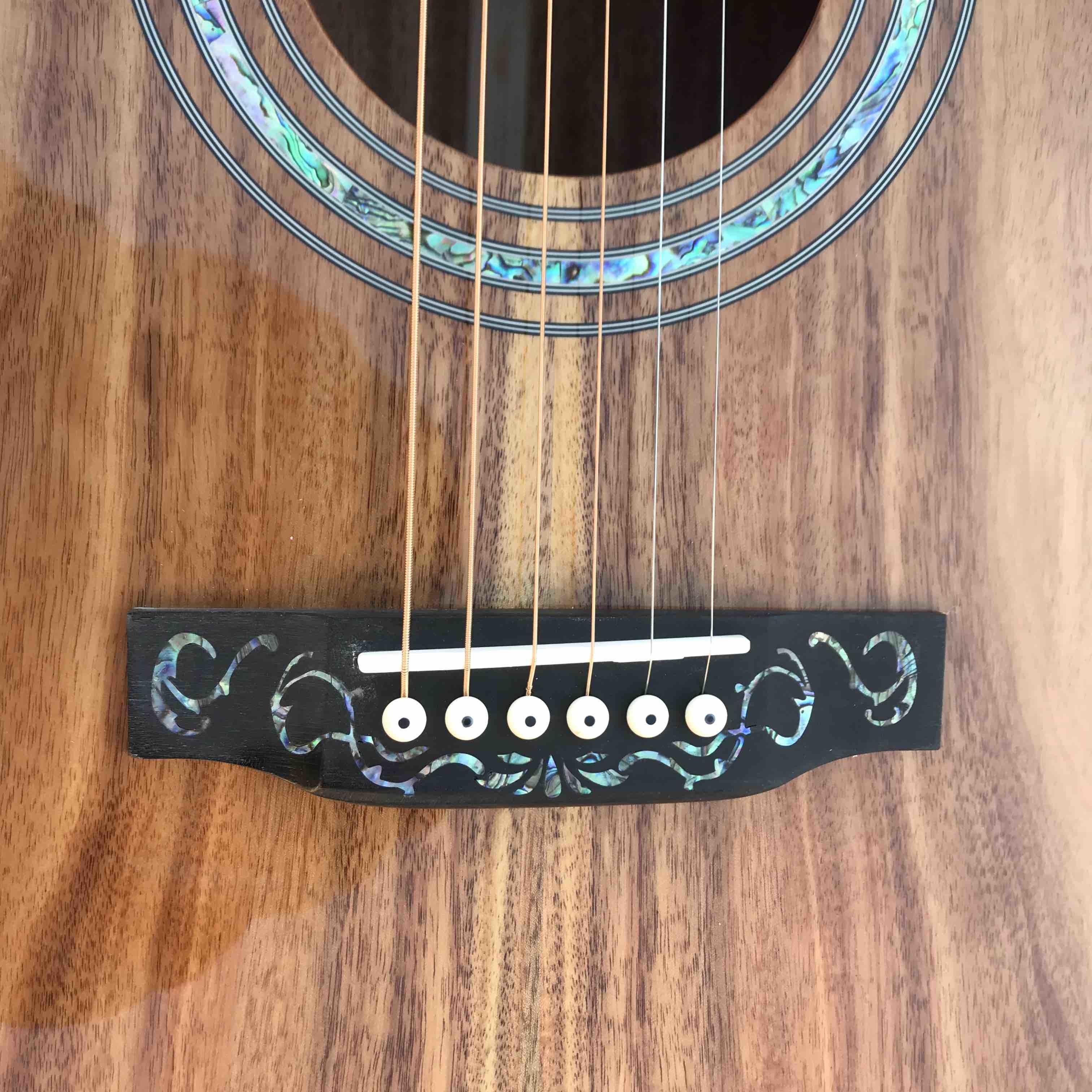 Real Abalone Inlay 41 Inch Koa Wood Round Body Classic Acoustic Guitar Free Shipping