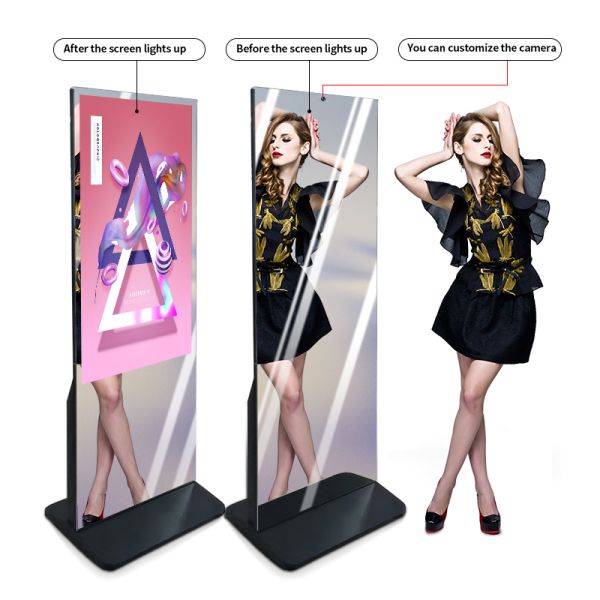 43" Smart Interactive Magic Mirror Kiosk with Touch Screen and Camera for Retail Stores Gyms and Makeup Studios