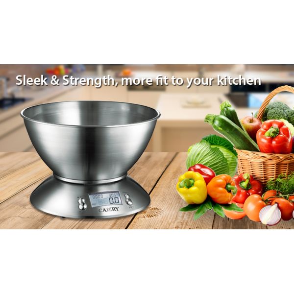Multifunction Kitchen Scale with Lid Maximum Weight Recommendation 5kg Stainless Steel Food Scale and Digital Thermometer