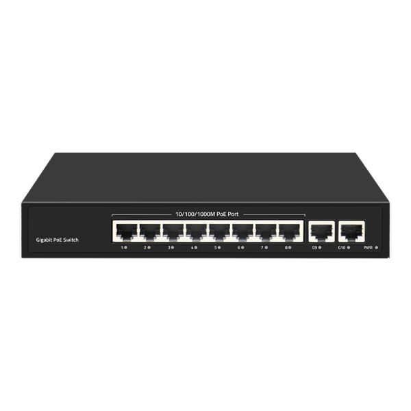 10-Port Gigabit PoE Switch with SFP Fiber Port 30W Power VLAN SNMP QoS Functions Active Stock FCC Certified 1- in High Demand