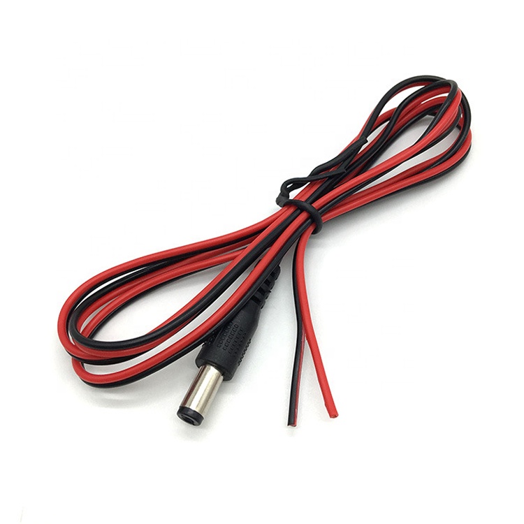 Red Black DC Male 5.5x2.1mm Barrel Jack to Stripped Open Bare End Tinned Wire Cable
