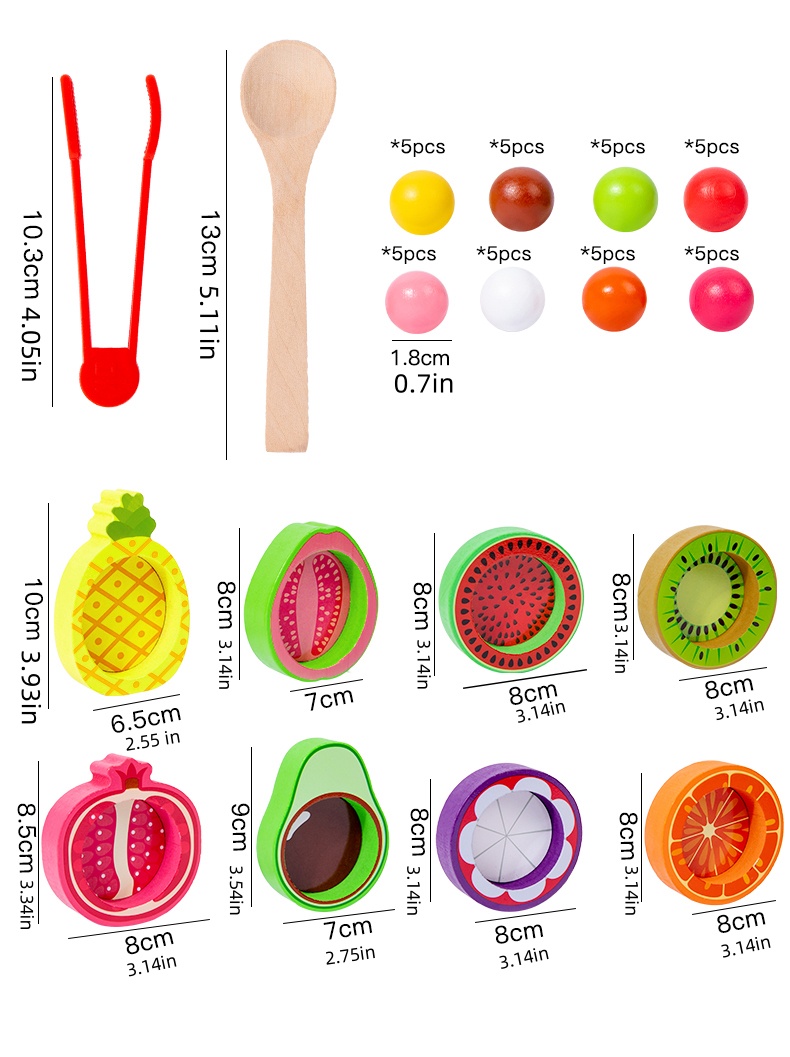 Wholesale Fruit Color Matching Bead Game Wooden Kitchen Toy Pretend Play Toy Early Educational Toys
