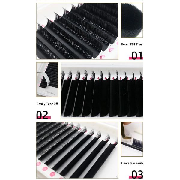 Black 0.15mm Thickness Eyelash Extensions D Curl 15mm