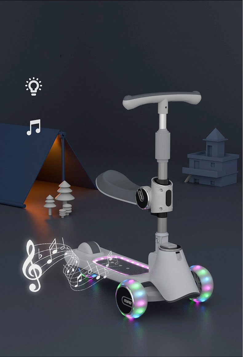 Adjustable Lean-to-Steer 3-Wheeled Scooter for Kids Foldable Seat Ages 5 to 7 Years