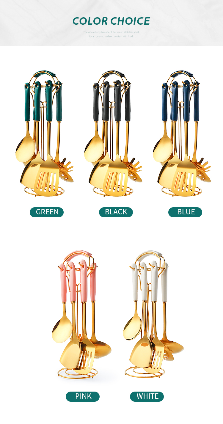 Ceramic Stainless Steel Kitchen Utensils Set Nordic Style For Cooking